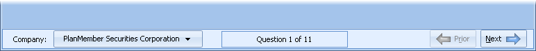 Asset allocation questionnaire status bar