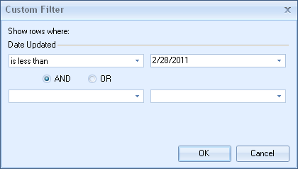 Database custom filter: Date