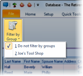 Database select group of clients