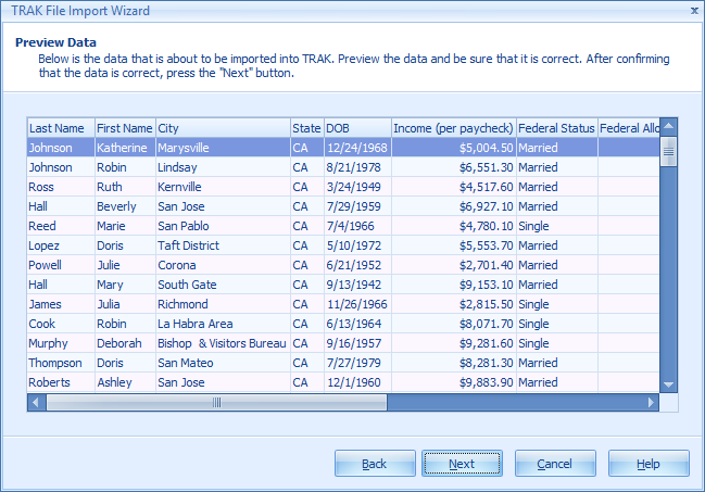 Import Preview data