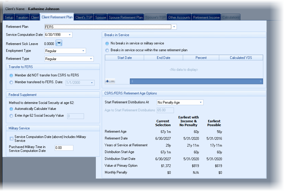 Gap Analysis Retirement Plan for FERS/CSRS