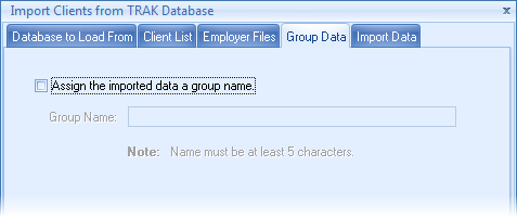 Import TRAK Database Group