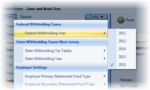 PaycheckConfigFedWithholdingYear