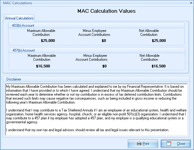 MAC Calculation Screen